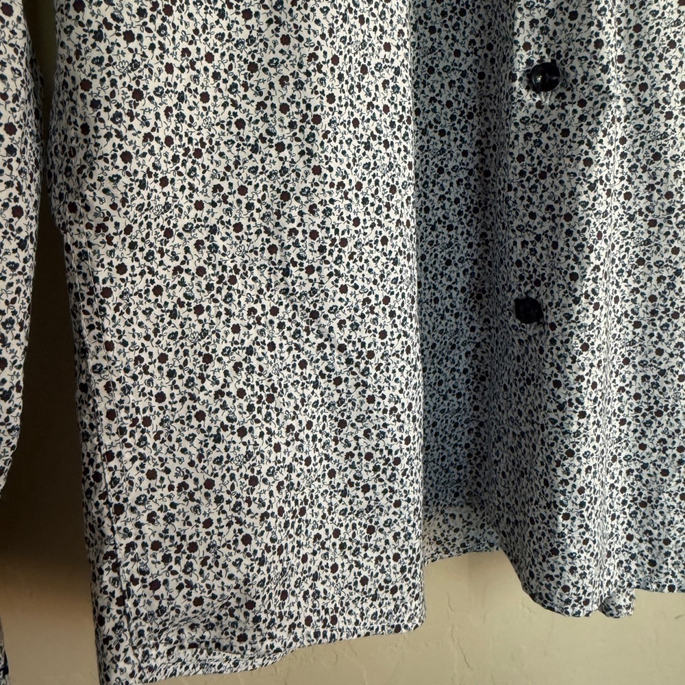 Jared Lang After Hours Men’s Collared Button Down Shirt White Navy Floral Large - Picture 2 of 8